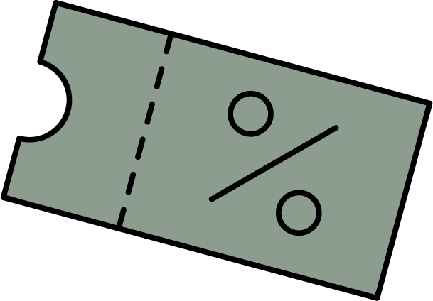 Discount coupon or voucher with percentage symbol icon.