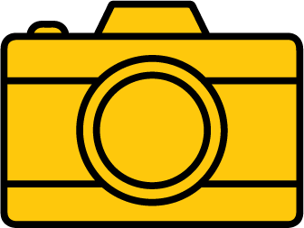 Icon of a yellow camera symbolizing photography for Meridian grooming products.
