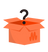 Orange open box with a black question mark floating above it on a black background.