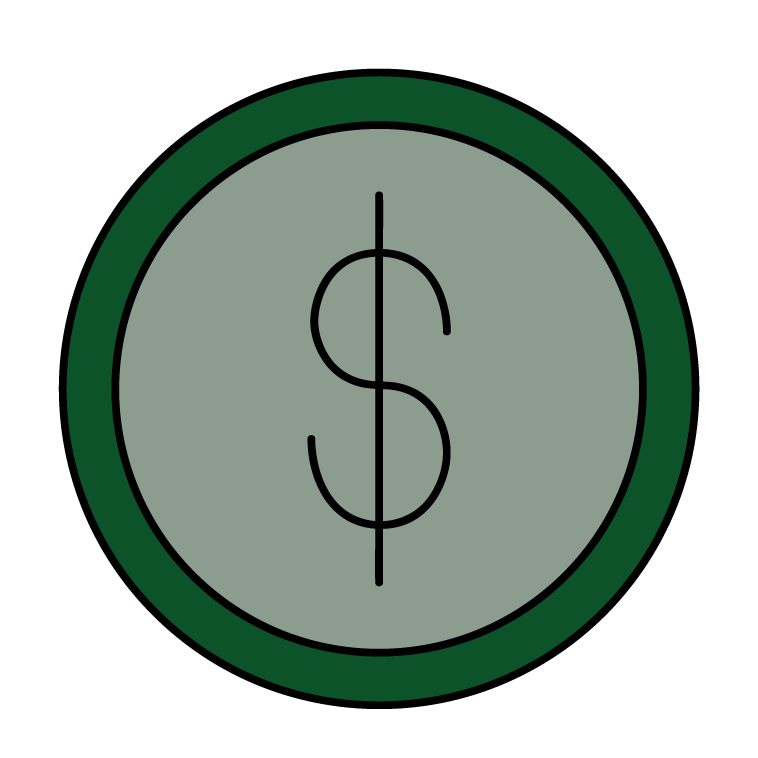 Alt icon of a green dollar sign inside two circles.